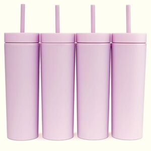 Maars skinny Tumblr with lid and straw Blush/Purple